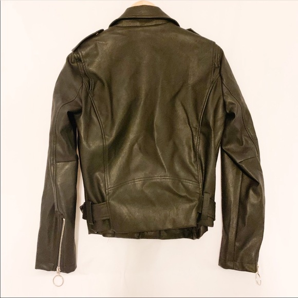 NWT! LEATHER Black Motorcycle Jacket- LOOP ZIPPERS! Sz L - Picture 3 of 10